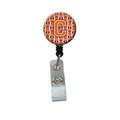 Carolines Treasures Letter C Football Orange, White and Regalia Retractable Badge Reel CJ1072-CBR